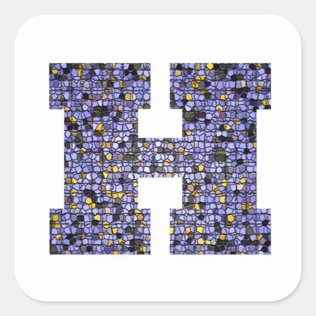 Glittery Mosaic Stained Glass Monogram Letter H Square Sticker (Front)