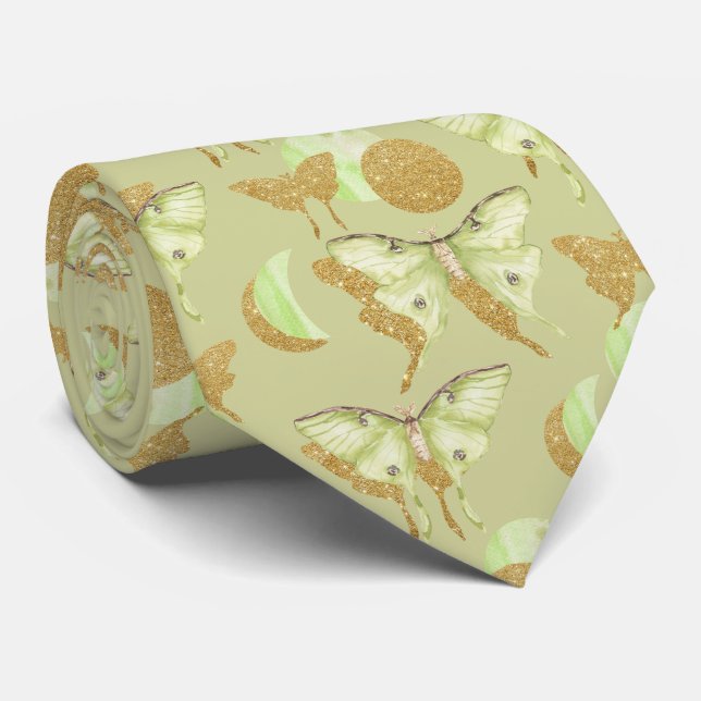 Glittery Moth Butterfly Pattern Tie (Rolled)