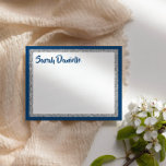 Glittery Navy Blue and Silver Thank You Flat Card<br><div class="desc">This trendy flat card features bold lettering on the front with a layered look in silver glitter and white,  and a solid coloured background. Add your text using the template form. Change the font,  layout and colours using the Customise feature.</div>