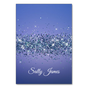 Glittery Navy Blue Individual Name Place Cards