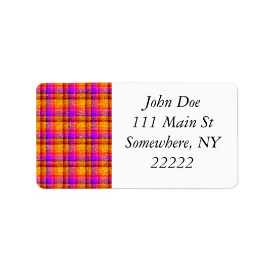 Glittery Neon Plaid Address Label