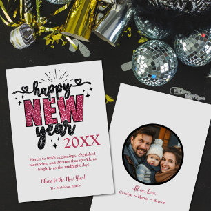 Glittery New Year's Customisable Photo Holiday Card