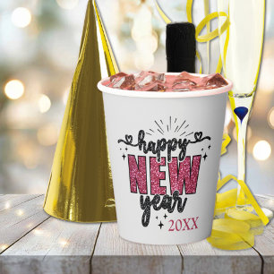 Glittery New Year's Eve Party  Paper Cups