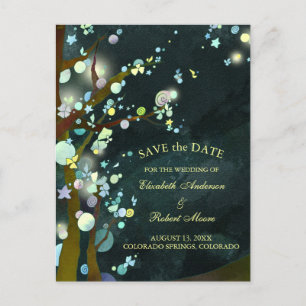 Glittery Night Wedding Save the Date Announcement Postcard