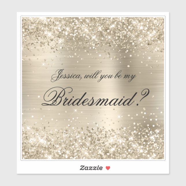 Glittery Pale Gold Bridesmaid Proposal Gift Box (Sheet)