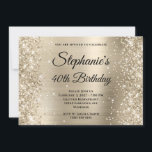 Glittery Pale Gold Fancy Monogram 40th Birthday Invitation<br><div class="desc">Create your own fancy monogram stylish milestone 40th birthday celebration horizontal format 5x7 invitation for her. Decorative faux sparkly pale champagne gold glitter graphics border the edges on a faux pale gold metallic style foil digital art. Customise the invitation and monogram font colours or styles. You can also delete any...</div>