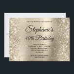 Glittery Pale Gold Fancy Monogram 40th Birthday Invitation<br><div class="desc">Create your own fancy monogram stylish milestone 40th birthday celebration horizontal format 5x7 invitation for her. Decorative faux sparkly pale champagne gold glitter graphics border the edges on a faux pale gold metallic style foil digital art. Customise the invitation and monogram font colours or styles. You can also delete any...</div>