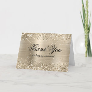 Glittery Pale Gold Foil Bridesmaid Thank You Card
