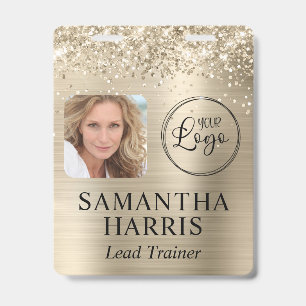 Glittery Pale Gold Foil Logo and Photo ID Badge