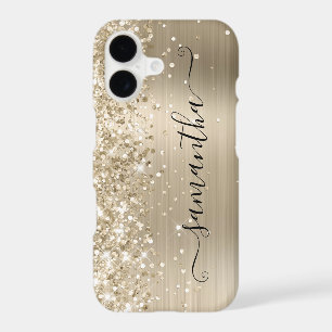 Glittery Pale Gold Foil Modern Girly Signature