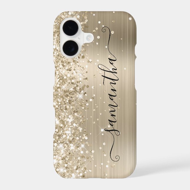 Glittery Pale Gold Foil Modern Girly Signature (Back)