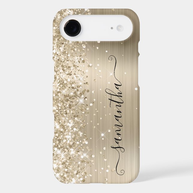 Glittery Pale Gold Foil Modern Girly Signature (Back)