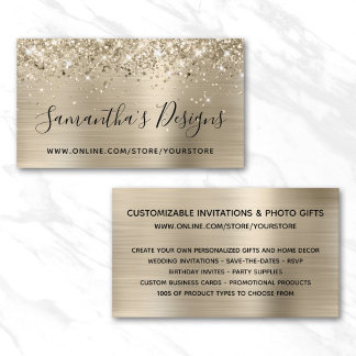 Glittery Pale Gold Foil Online Store Business Card