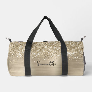 Glittery Pale Gold Glam Name Duffle Bag