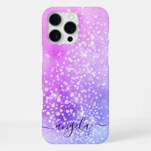 Glittery Pale Pink Ombre Glam Signature iPhone 16 Pro Max Case