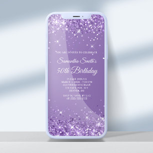 Glittery Pale Purple 50th Birthday Invitation