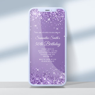 Glittery Pale Purple 50th Birthday Invitation
