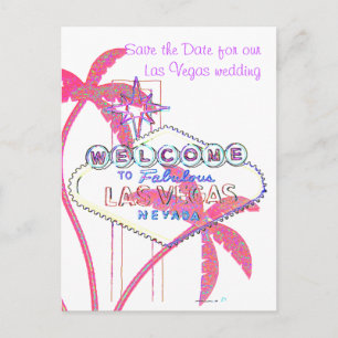 Glittery Palms Las Vegas Save the Date Announcement Postcard