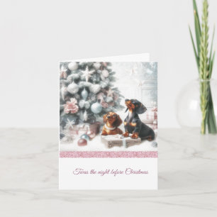 Glittery Pastel Dachshund Christmas Card