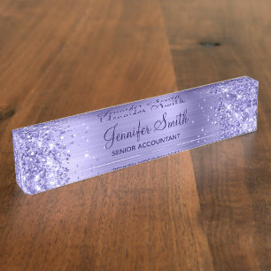 Glittery Periwinkle Foil Nameplate