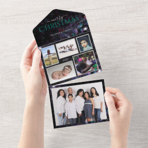 Glittery Personalised family photos Christmas card