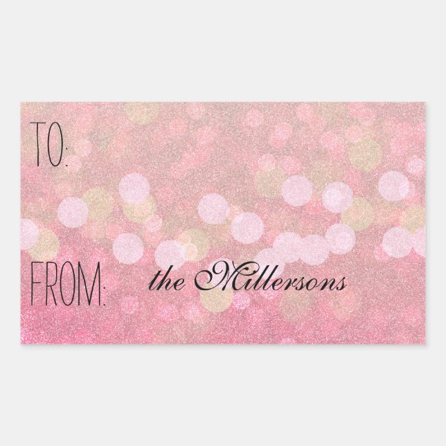 Glittery Pink Bokeh Gift Tag (Front)