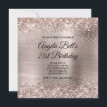 Glittery Pink Champagne Faux Foil Fancy Monogram Invitation<br><div class="desc">A glamorous monogrammed 21st birthday invitation for her. Faux shiny silvery pink champagne glitter with sparkles against a faux brushed metal foil graphic image. The fancy black and white calligraphy monogram in the center can be customized. All the sparkly and shiny elements in this modern girly design are digital art...</div>