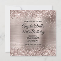 Glittery Pink Champagne Faux Foil Fancy Monogram