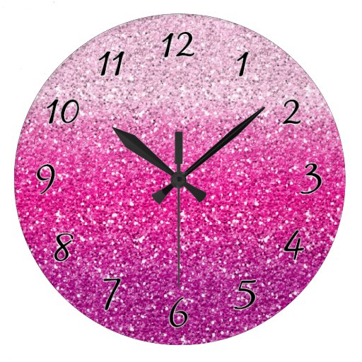 Image of Glittery Pink Ombre Large Clock