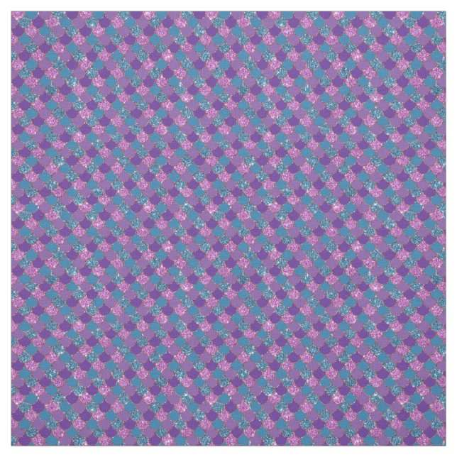 Glittery pink purple and blue mermaid scales fabric (Swatch)