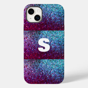 Glittery Pink Purple Ombre Abstract Monogram  Case-Mate iPhone 14 Plus Case