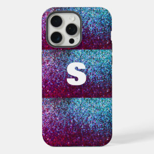 Glittery Pink Purple Ombre Abstract Monogram iPhone 15 Pro Max Case