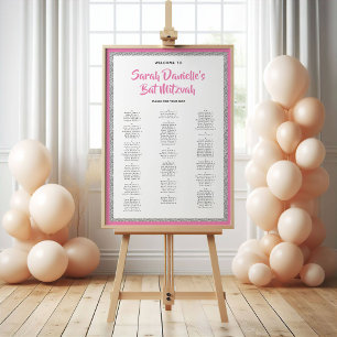 Glittery Pink Silver Alphabetical Seating Chart