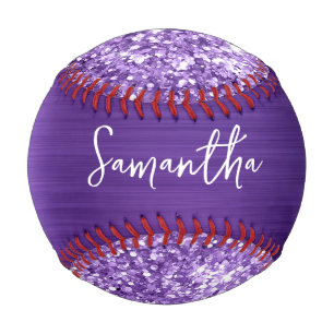 Glittery Purple Amethyst Glam Name Baseball