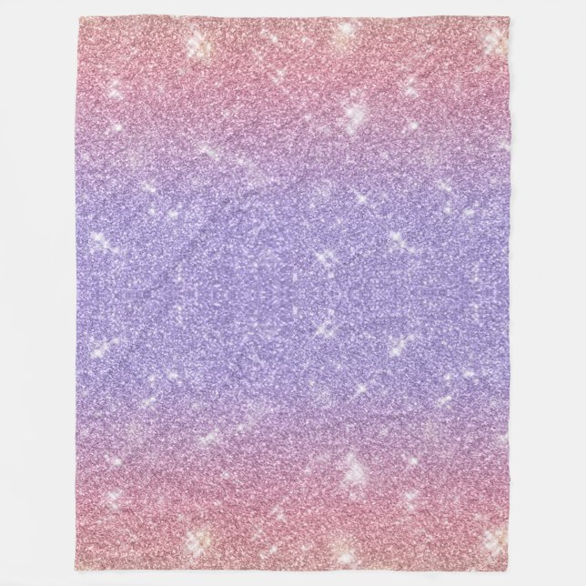 Glittery Purple and Pink Fleece Blanket (Front)