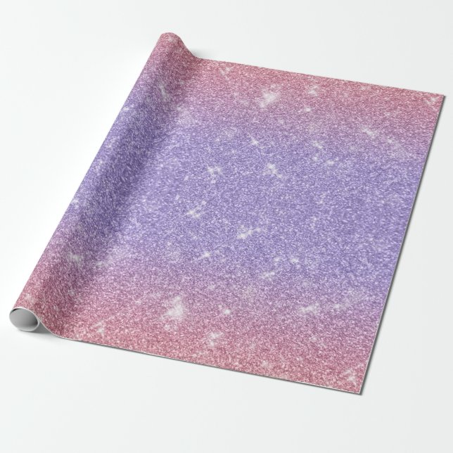 Glittery Purple and Pink Wrapping Paper (Unrolled)