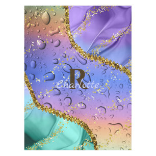 Glittery Purple, Aqua Blue and Emerald Green Ombre Tablecloth