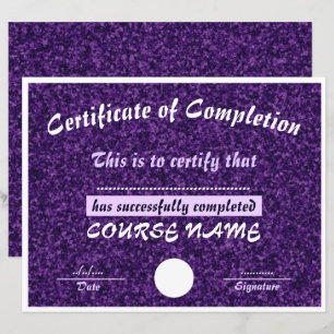Glittery Purple Certificate of Completion