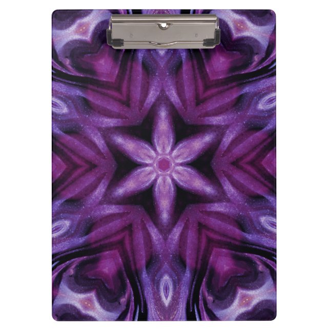 Glittery Purple Kaleidoscope Hearts Gradient Clipboard (Front)