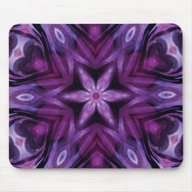 Glittery Purple Kaleidoscope Hearts Gradient Mouse Mat (Front)