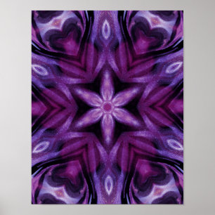 Glittery Purple Kaleidoscope Hearts Gradient Poster