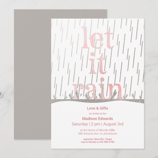 Glittery Rain Bridal Shower Invitation (Front/Back)