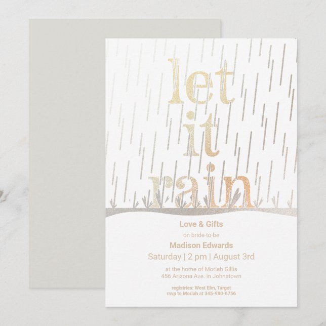 Glittery Rain Bridal Shower Invitation (Front/Back)