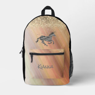 Glittery Rainbow Pastels Unicorn Personalised Printed Backpack