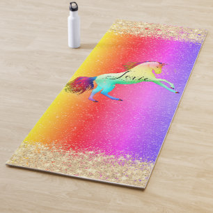 Glittery Rainbow Unicorn  Yoga Mat