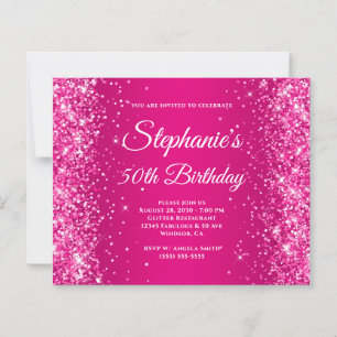 Glittery Raspberry Hot Pink Ombre 50th Birthday