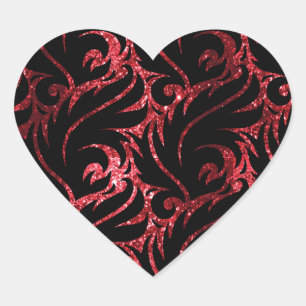 Glittery Red and Black Heart Sticker