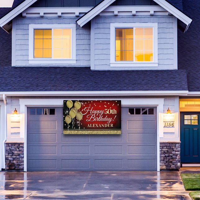 Glittery Red and Gold Happy Birthday Banner (Creator Uploaded)