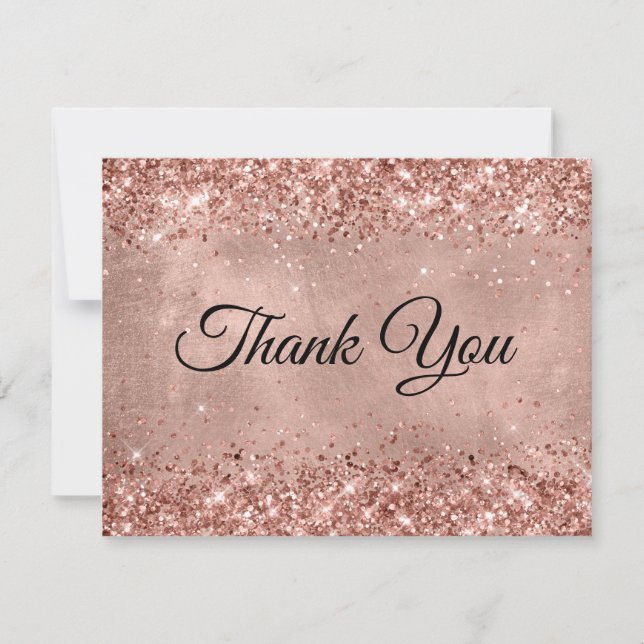 Glittery Rose Gold 40th Birthday Thank You Card (Front)