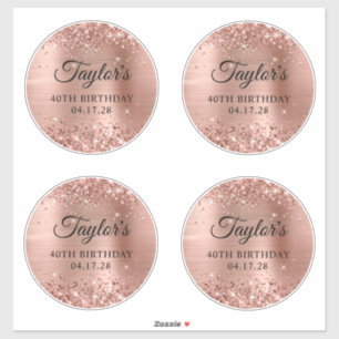 Glittery Rose Gold 6" Circles 40th Birthday